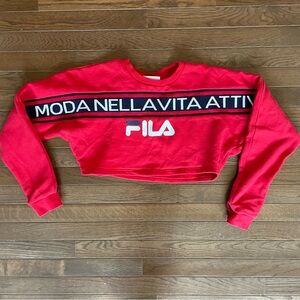 Fila Red Cropped Sweatshirt